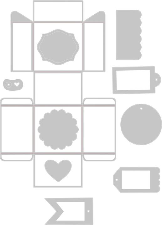 Actual product image Sizzix Thinlits Plus Die Set 10PK Box & Labels by Jenna Rushforth (Gift bag, 10 x)