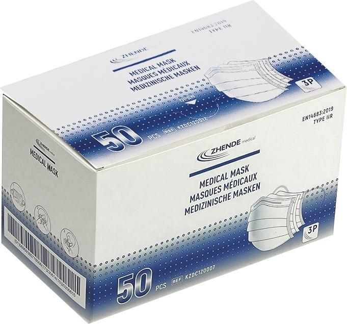 Immagine prodotto Zhende Maschera medica tipo IIR non sterile, 50 pezzi. (Classe di protezione 1, 50 x)