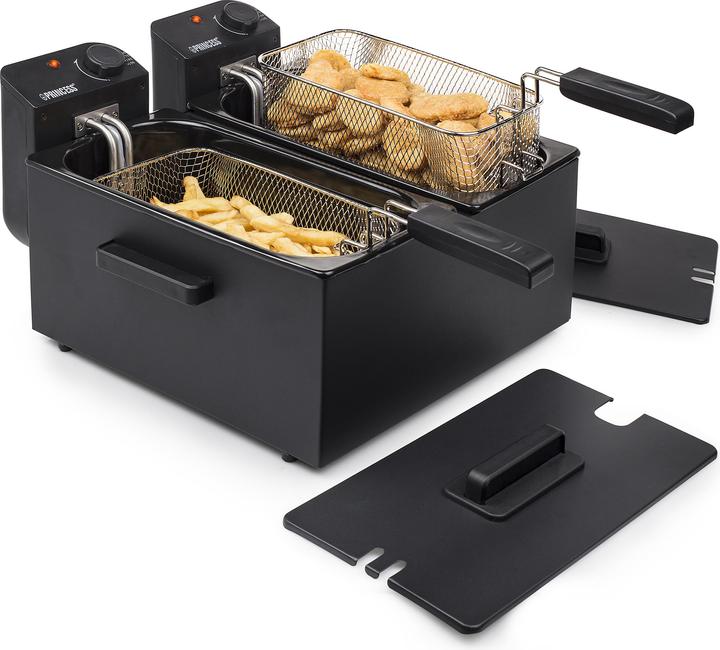 Produktbild Princess 183028 Double Black Fryer, Deep fryer, 6 L, 1.8 kg, 190 °C, Double, Black