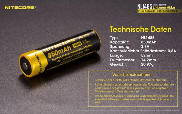 Produktbild Nitecore 14500 (3.70 V, 850 mAh)