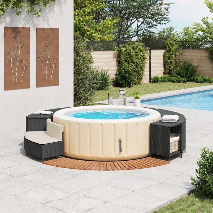 Produktbild VidaXL Whirlpool Umrandung Poolumrandung Poolverkleidung Schwarz Poly Rattan