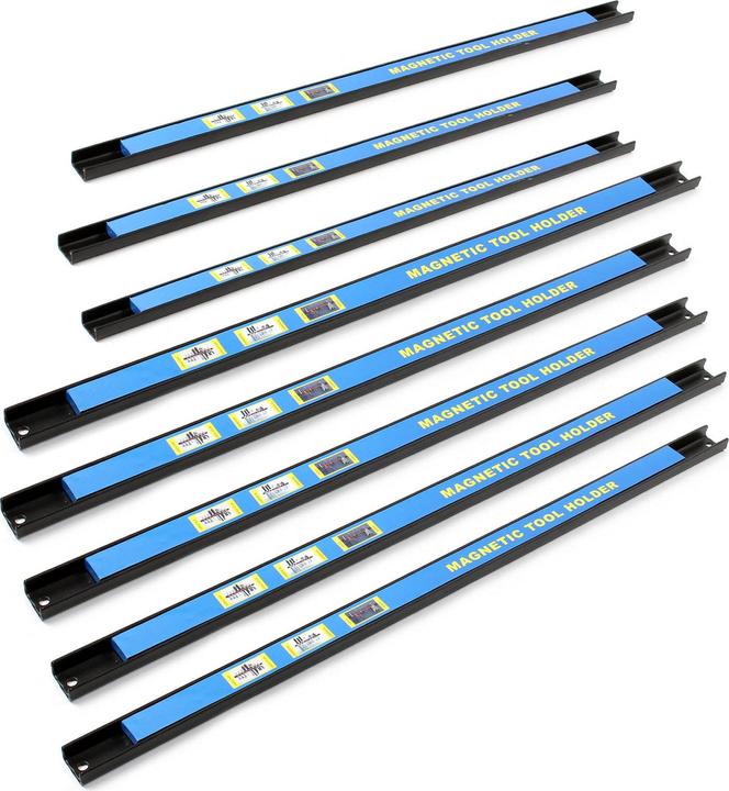 Image du produit Wiltec Kit Barres Porte-outils 8x61cm Barres magnétiques Acier Rangement accessoires Atelier Montage mural