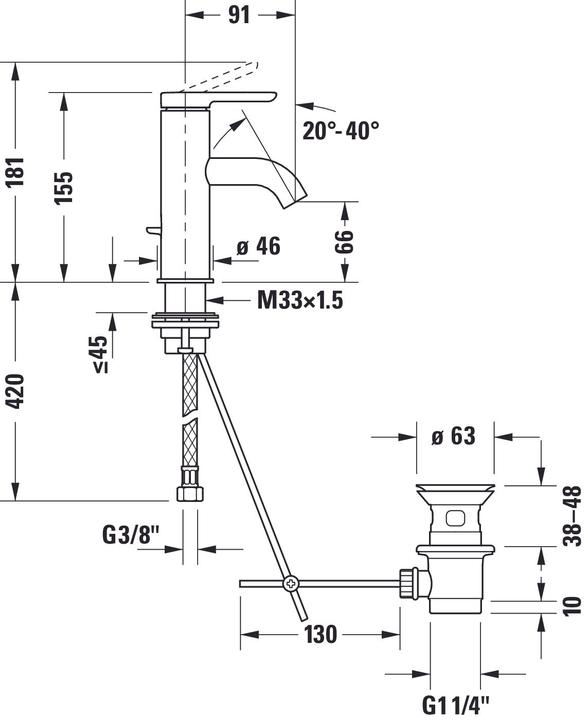 Nutritional values and ingredients Duravit Single lever basin mixer C.1 S with pop-up waste black matt