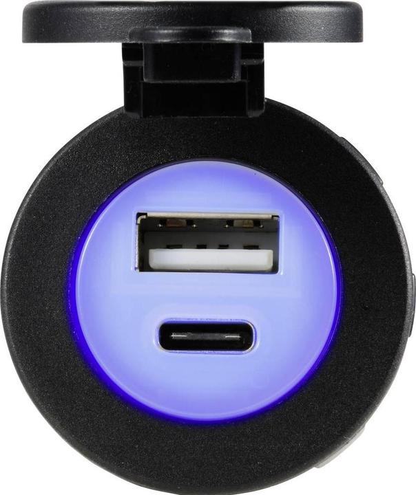 Actual product image Tru Components USB A + USB C built-in socket illuminated LED, round