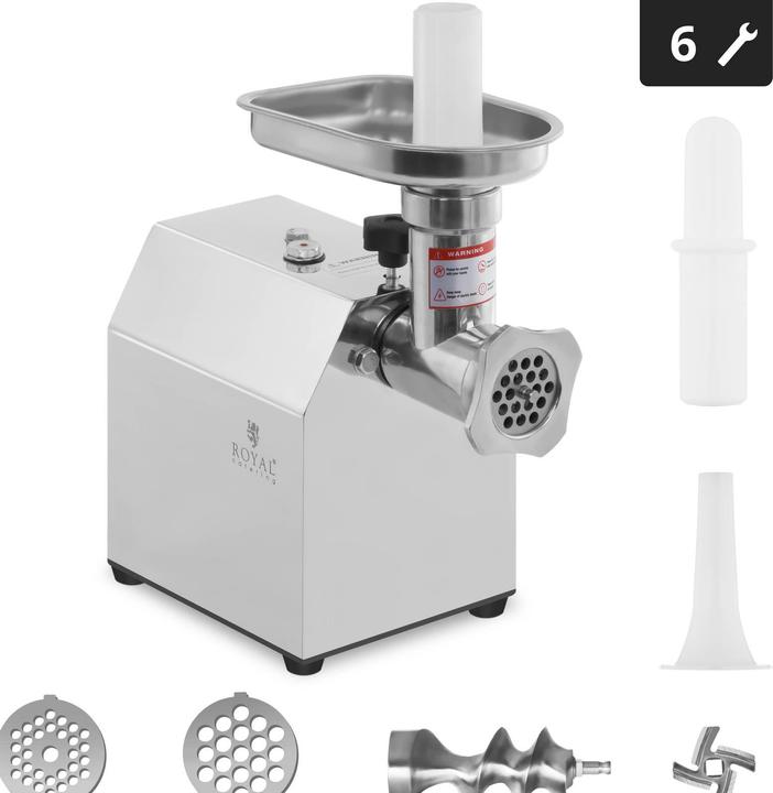 Produktbild Royal Catering Fleischwolf Edelstahl Elektrisch 70 Kg H Reverse Funktion Metallgetriebe 600Watt
