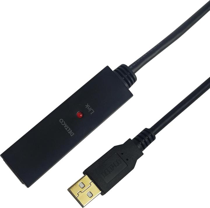 Produktbild Deltaco PRIME USB extension cable, active, USB 2.0, 7m, black (7 m, USB 2.0)