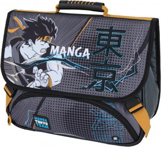 Actual product image Oberthur Manga Boy school backpack, black and grey