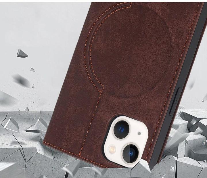 Immagine prodotto Cover-Discount iPhone 15 Plus - Custodia MagSafe Flip RFID marrone scuro (Apple iPhone 15 Plus)