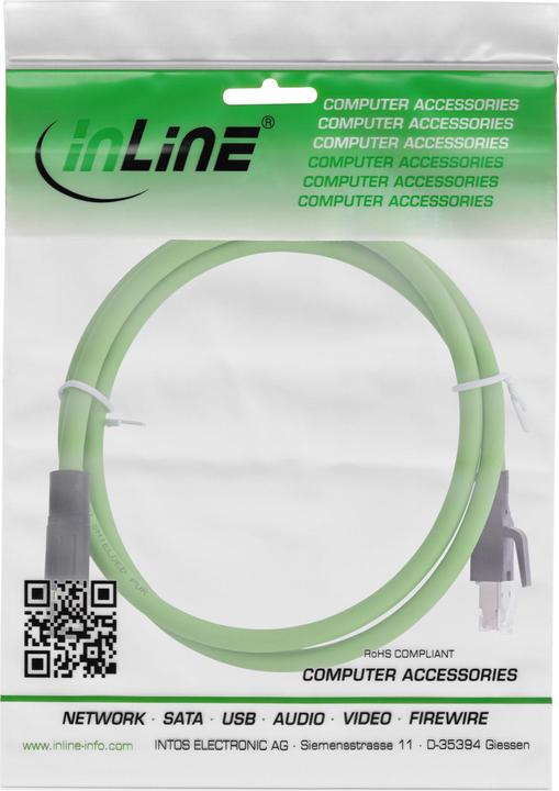 Image du produit InLine Câble réseau industriel, connecteur M12 4 broches codage D à connecteur RJ45, PUR, 5m (SF/UTP, CAT5, 5 m)