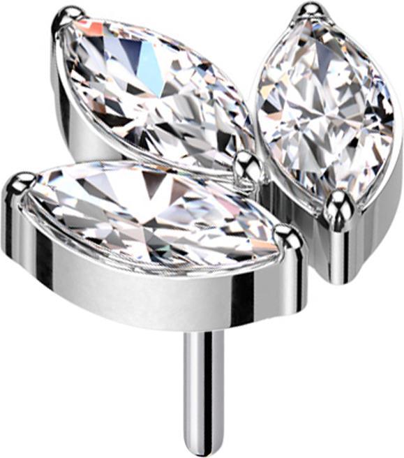 Produktbild Star Piercing Threadless silber drei Ovalen Kristalle silber (Chirurgenstahl 316Lohne Messing, ohne MessingTitan G23)