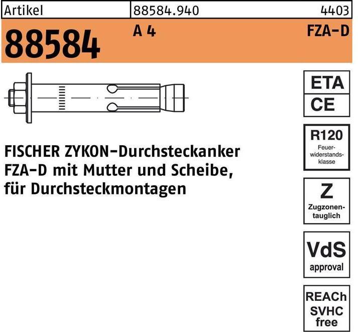 Produktbild Fischer Zykon-Durchstecka. FZA 18x100 M12 D/20A4 (10 Stk.)
