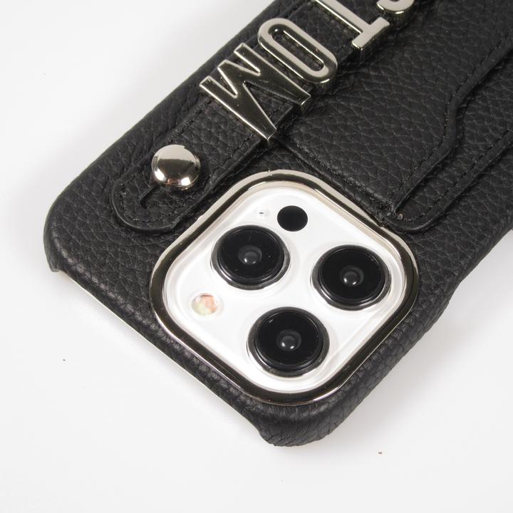 Immagine prodotto PhoneLook Copertina Copertina in pelle personalizzata con scritte in argento + cordino e scomparto per le (Apple iPhone 15 Pro)