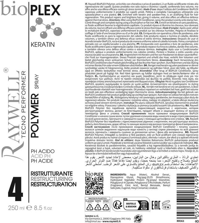 Nährwerte und Zutaten Raywell 2er Polymer Spray Restructuring Keratin Bioplex für Glanz und Volumen 250 ml (250 ml)