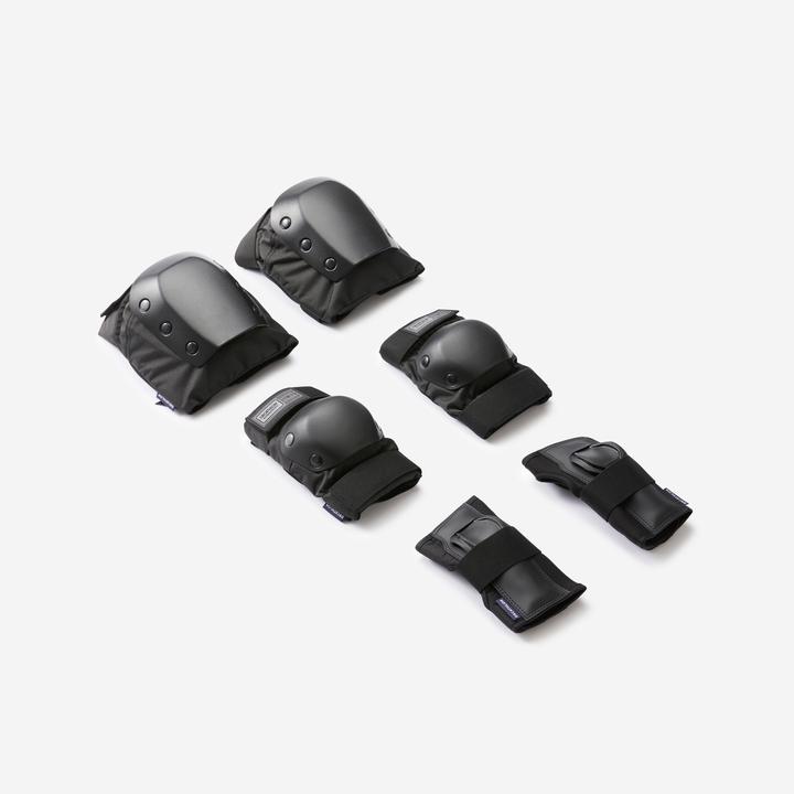 Produktbild Decathlon Adult 3-Piece Skateboarding Protector Set Pad500 Black (L, Knieschoner, Handgelenkschoner, Ellbogenschoner, Einzelstück)