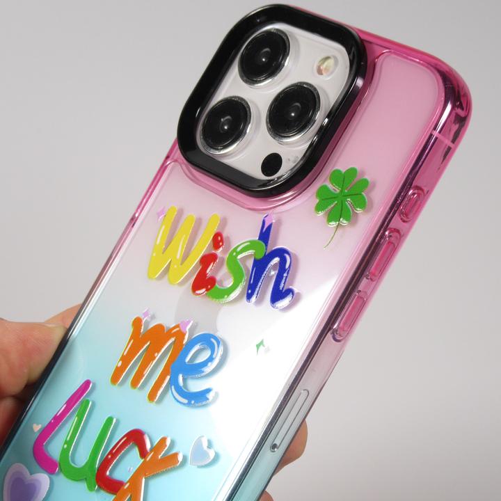 Immagine prodotto PhoneLook Coperchio in gomma trasparente WISH ME LUCK con gancio per cordino (senza cordino) /blu (Apple iPhone 15 Pro Max)