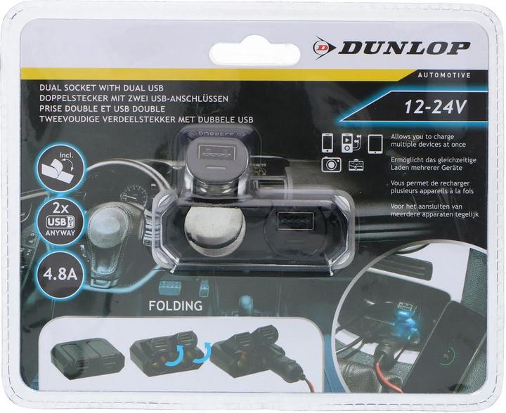 Produktbild Dunlop 4-way Socket & usb 12-24V 4,8A