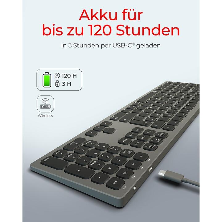 Actual product image KeySonic Full-Size Aluminum Keyboard, Bluetooth® & RF, for Win & macOS (DE, Wireless)