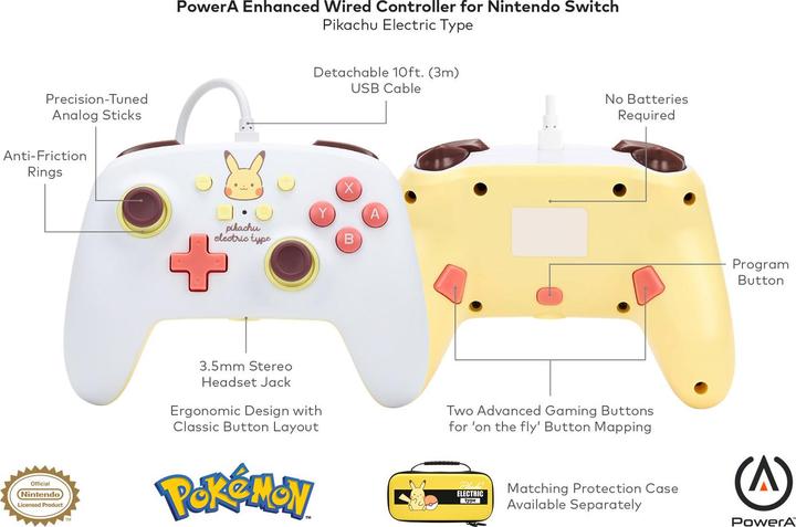 Actual product image PowerA Enhanced Wired Controller for Nintendo Switch - Pikachu Electric Type (Switch)