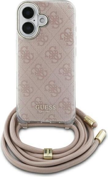 Produktbild Guess GUHCP16SHC4SEP iPhone 16 6.1" różowy/pink hardcase Crossbody Cord 4G Print