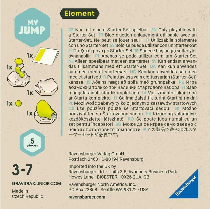 Nutritional values and ingredients Ravensburger GraviTrax GraviTrax Junior Element Peng