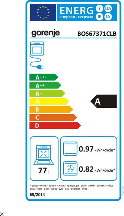 Energie-Label Gorenje BRENNEN BOS67371CLB