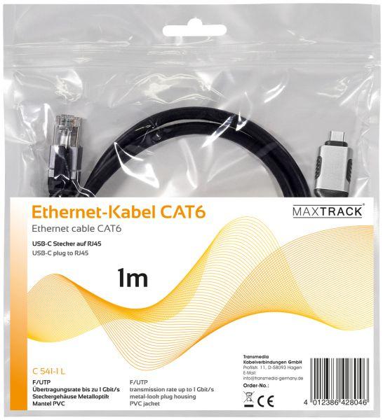 Actual product image Maxtrack Ethernet-Kabel USB-C auf RJ45, 1m (USB-C, RJ45 (1x))
