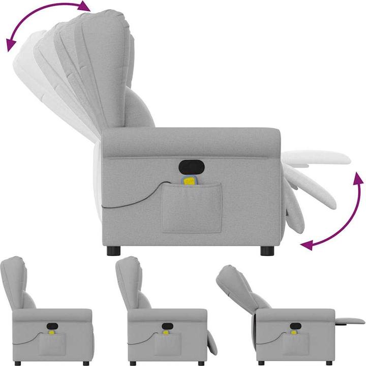 Produktbild VidaXL Massagesessel Wolkengrau Stoff Massage TV-Sessel