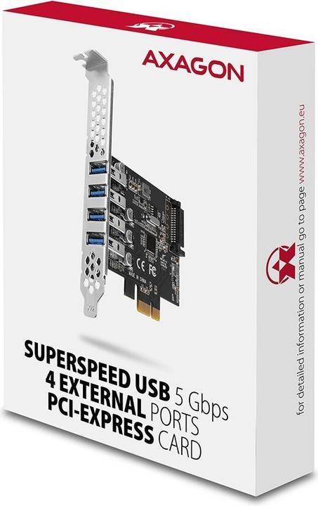 Produktbild Axagon PCEU-43RS PCIe Adapter 4x USB3.0 UASP VIA, 15-pin SATA Stromversorgung