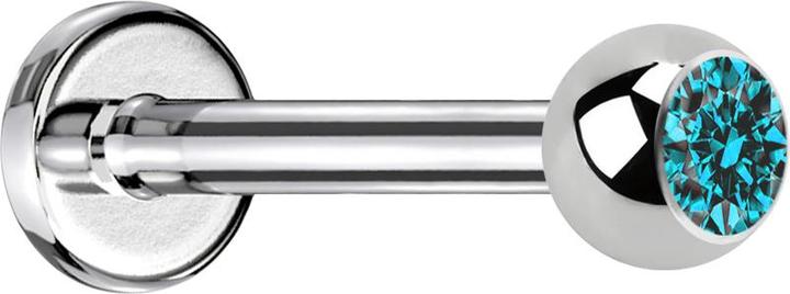 Image du produit Star Piercing Labret argent avec boule cristal aqua (sans laiton, Acier chirurgical 316L)