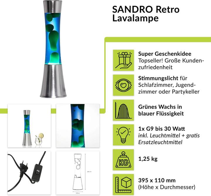 Produktbild Licht-Erlebnisse Lavalampe Sandro (G9)