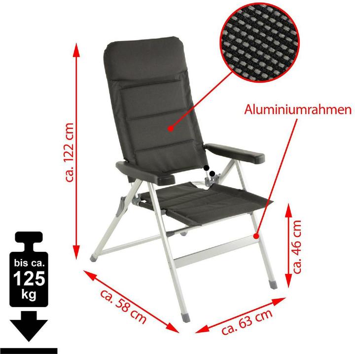 Produktbild VCM 2er Set Campingstuhl extrastarke Polsterung Gartenstuhl Klappstuhl Alu-Stuhl