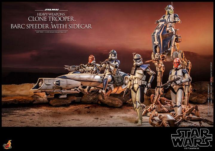 Actual product image Hot Toys Star Wars The Clone Wars figurine 1/6 Heavy Weapons Clone Trooper & BARC Speeder with Sidecar 30 cm