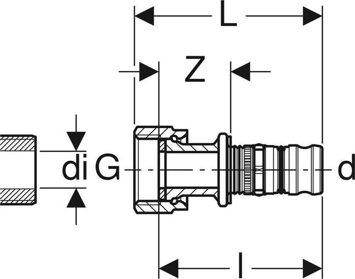 Produktbild Geberit Vertriebs GmbH Mepla Übergangsverschraubung Rotguss 32mmx1 1/2