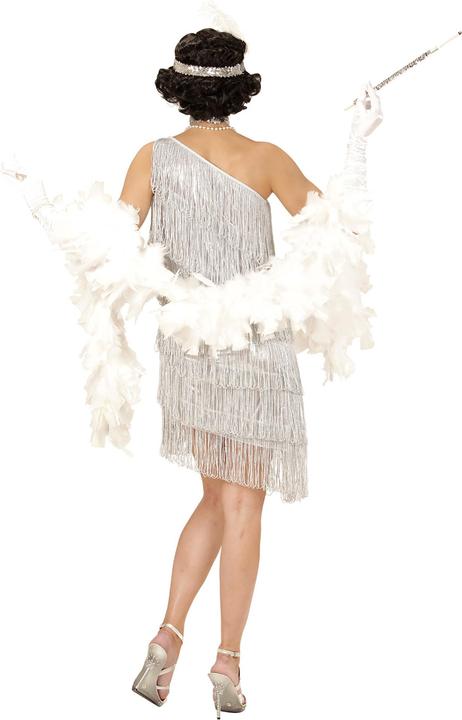 Produktbild Widmann Charleston Kleid Silber mit Fransen, Halsband, Stirnband und Feder (XS, S, M, L, XL)