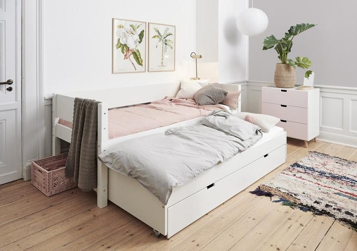 Produktbild Manis-h Manis h LUNA Einzelbett mit Ausziehbett und 2 Schubladen Snow white (120 x 200 cm)