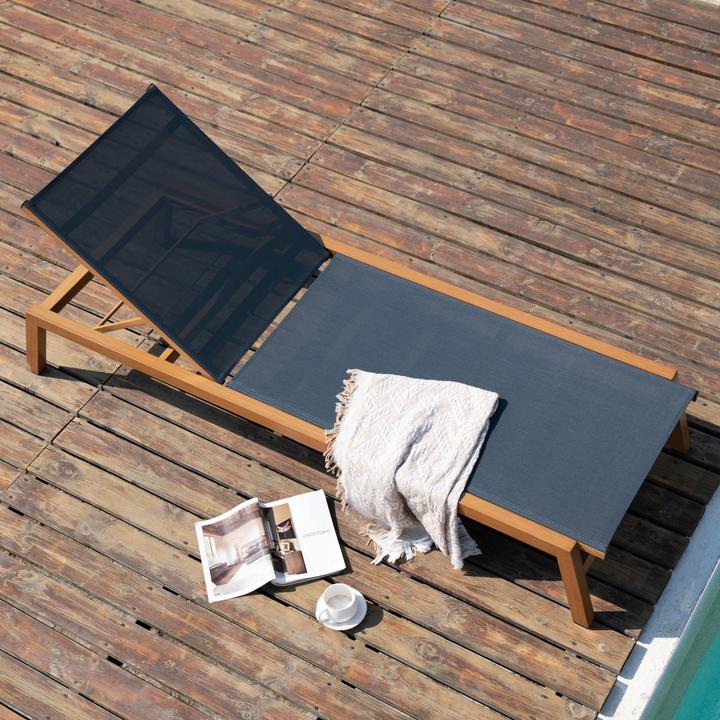 Produktbild Axi Logan Gartenliege Holzoptik und Anthrazit (193 cm)