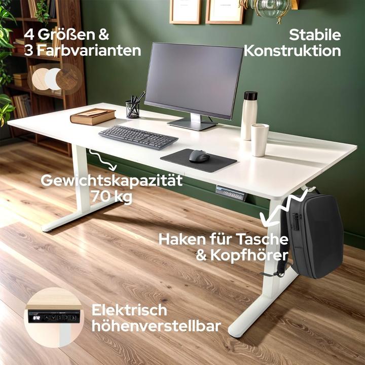 Produktbild Arebos Höhenverstellbarer Schreibtisch (180 x 80 x 72 cm)