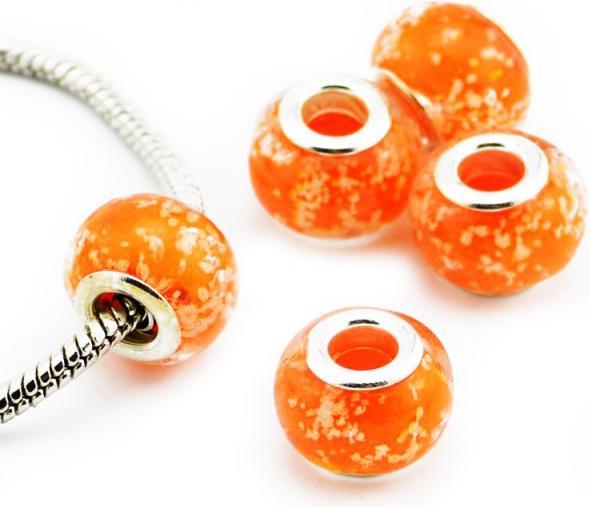 Produktbild Hermex Glas Bead Perle versilbert 925 - Orange (Silber 925, Glas, Metalllegierung)