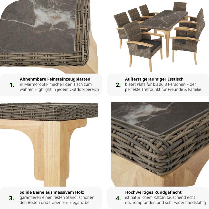 Produktbild tectake Rattan Tisch Foggia 196x87x76cm (196 cm)