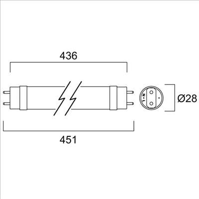 Produktbild LED Röhre 28x450mm 6.3W 3000K 950lm (G13, 6.30 W, 950 lm, 1 x, D)
