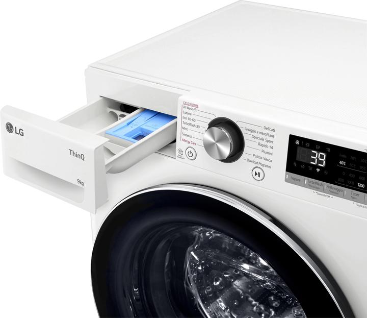 Actual product image LG F2R7S09TSWC Slim 9" front loading washing machine (9 kg, Left)