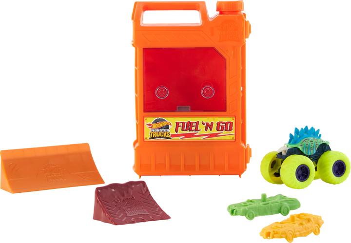 Actual product image Hot Wheels Monster Trucks Stunt N' Go Fossil Fuel Playset (EC)