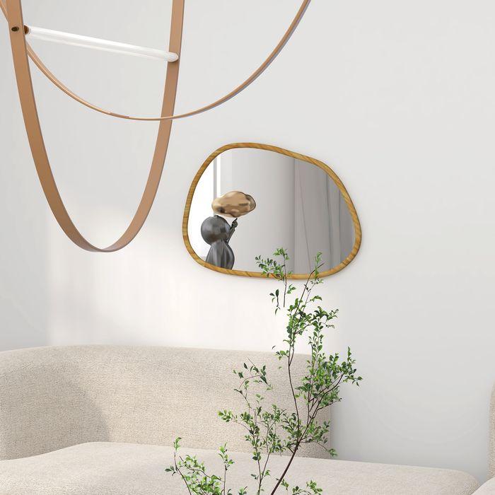 Image du produit Swisshandel24 miroir mural asymétrique 80x60cm miroir salle de bain cadre bois anti oxydé déco salle de bain