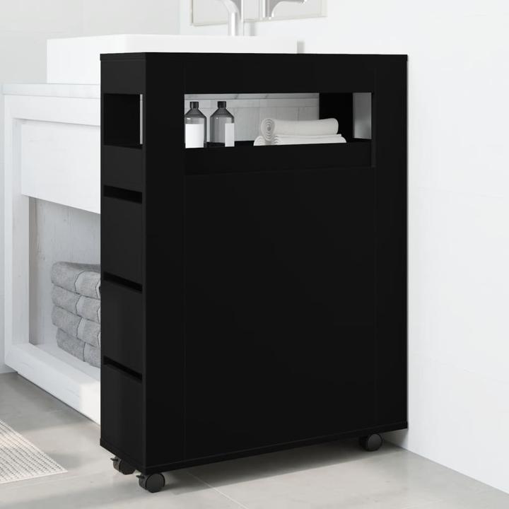Actual product image VidaXL Narrow bathroom cabinet with castors