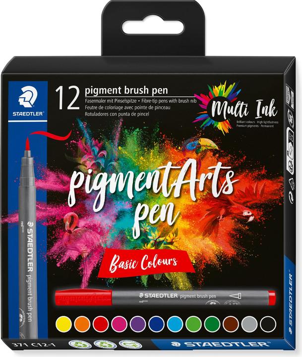 Actual product image Staedtler Fibre pen with brush tip (Basic Colours, 12 x)