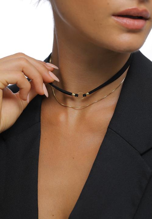 Image du produit Elli Collier Choker Cercle Cuir Vénitien Set 925 Argent (Argent sterling 925, Similicuir, Pas de pierre, 32 cm)