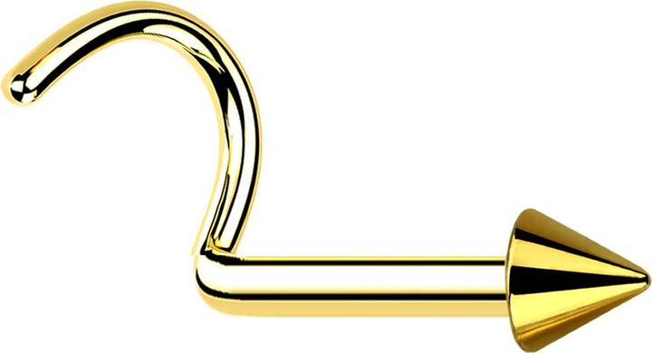 Produktbild Star Piercing Nasenstecker gebogen vergoldet mit Cone (ohne Messing, Titan G23)