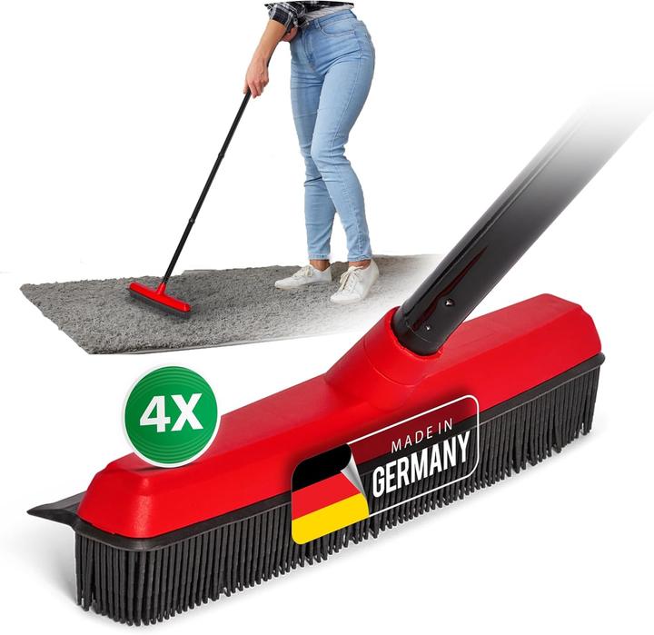 Produktbild Novaliv 4x Gummibesen mit Stiel zum Stecken Auto & Abzieher Friseurbesen Gummi Noppenbesen Hundehaar (1 Stk.)