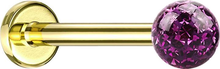 Actual product image Star Piercing Micro labret gold-plated with crystal ball violet epoxy protective layer (without brass, Titanium G23)