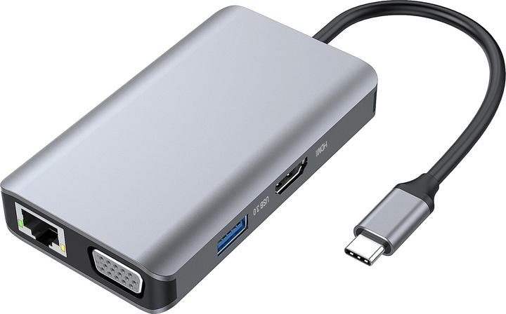Produktbild Conceptronic Dock USB-C->HDMI,VGA,GbE,3xUSB3.0,100WPD 0.25m (USB-C, 6 Ports)